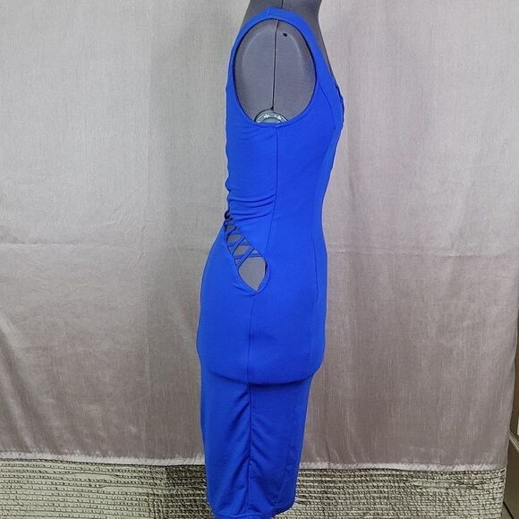PRIVY B Cut Outs Bodycon Blue Dress Medium - Picture 3 of 8